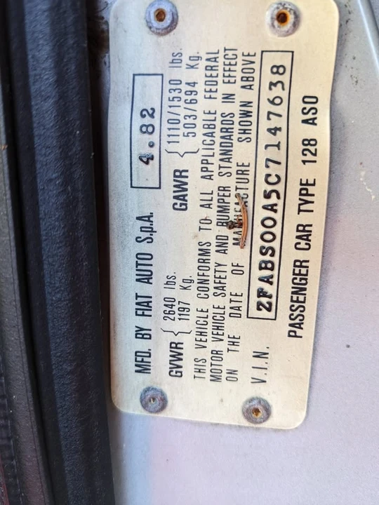 1982 Fiat X1/9 - Image 6 of 12