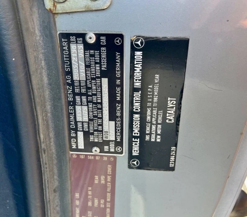 1982 Mercedes-Benz R107 SL-Class - Image 21 of 21