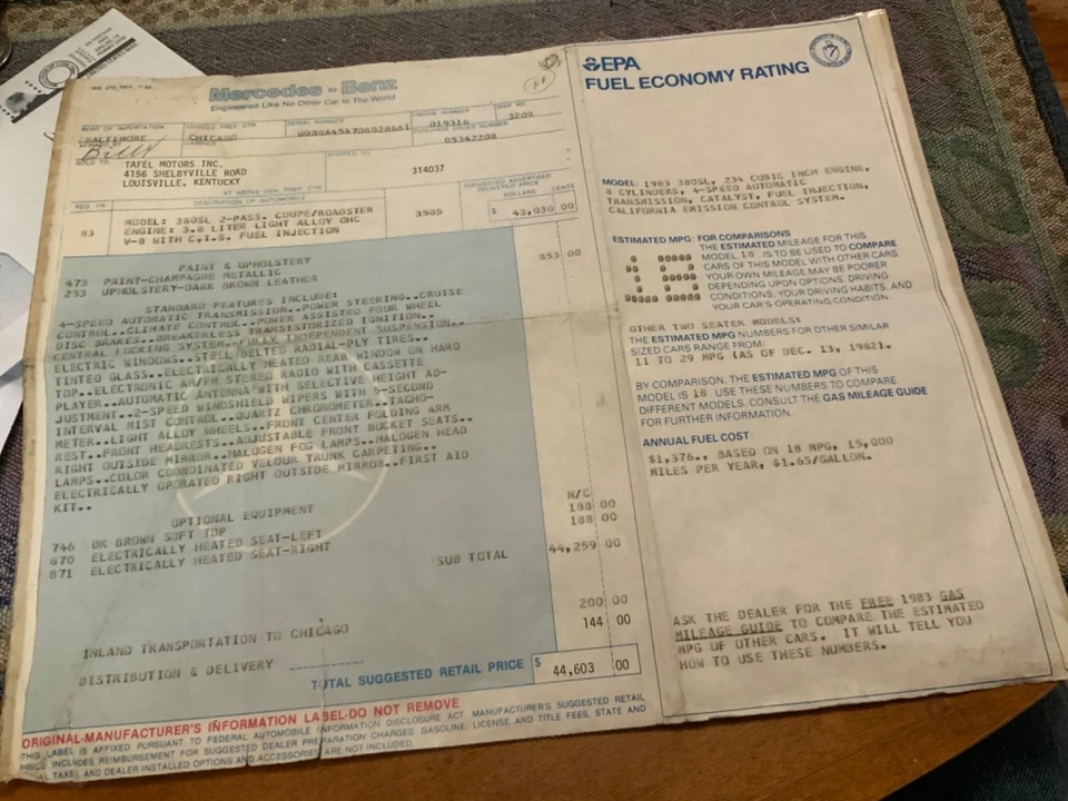 1983 Mercedes-Benz R107 SL-Class - Image 21 of 28