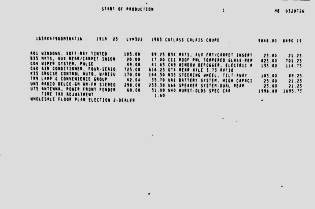 1983 Oldsmobile Hurst/Olds - Image 8 of 8