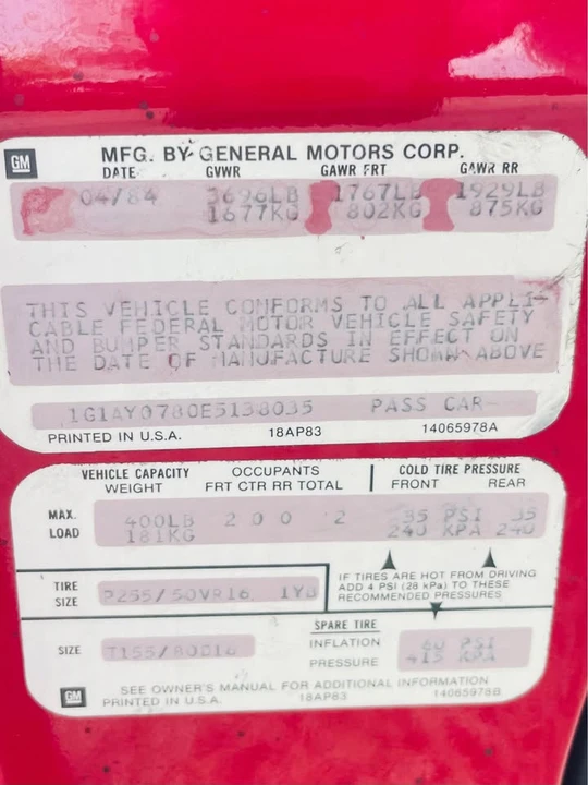 1984 Chevrolet Corvette C4 - Image 20 of 20