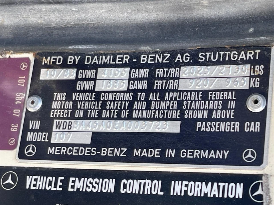 1984 Mercedes-Benz R107 SL-Class - Image 31 of 31