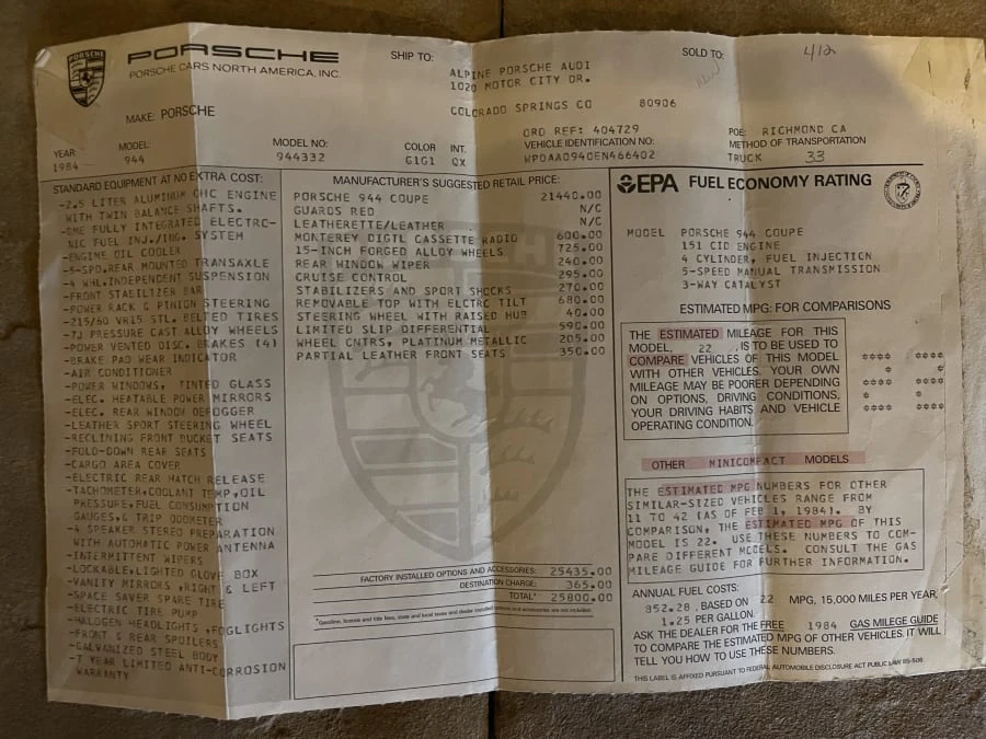 1984 Porsche 944 - Image 15 of 15