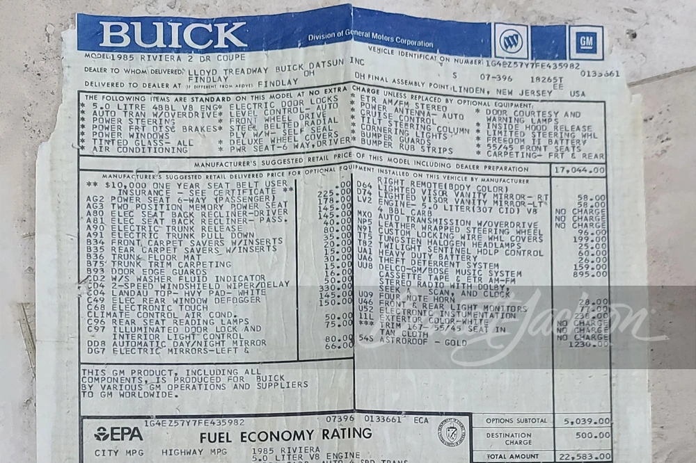 1985 Buick Riviera 4th-7th Gen - Image 8 of 11