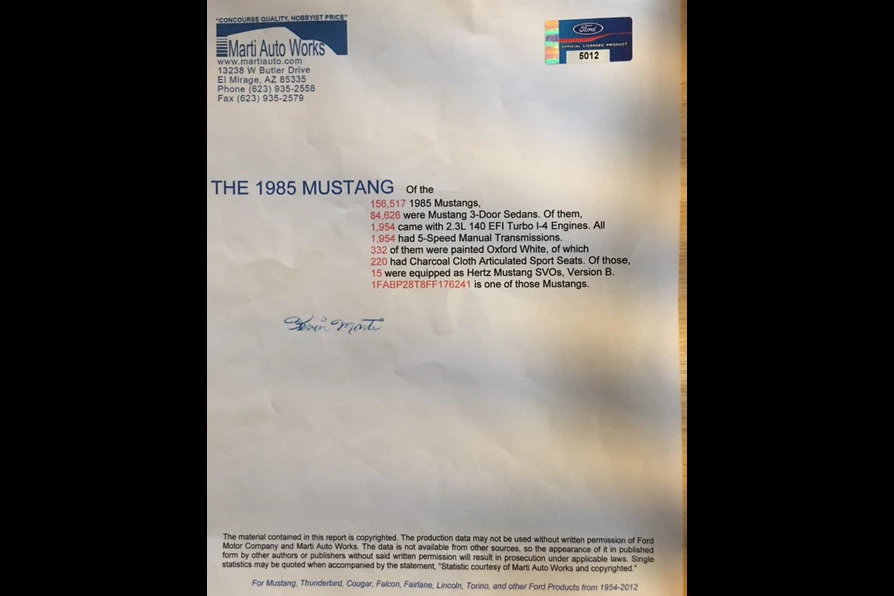 1985 Ford Mustang SVO 3rd Gen - Image 6 of 7