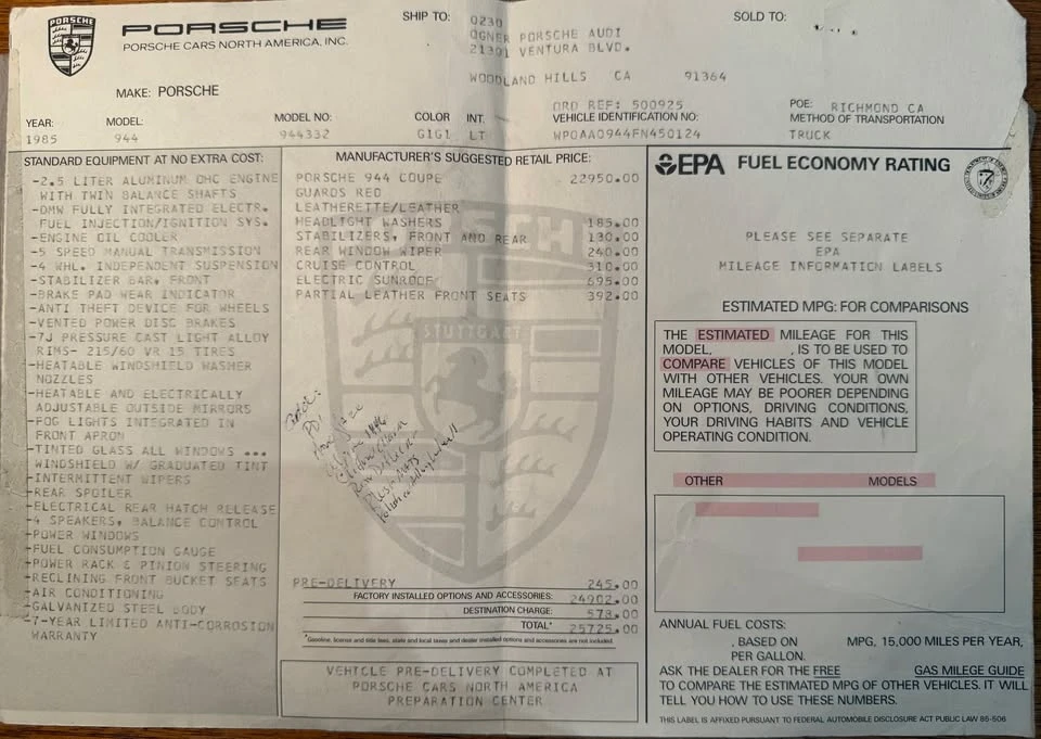 1985 Porsche 944 - Image 10 of 10