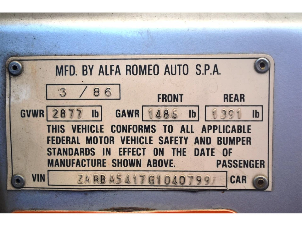 1986 Alfa Romeo 75/Milano - Image 27 of 30