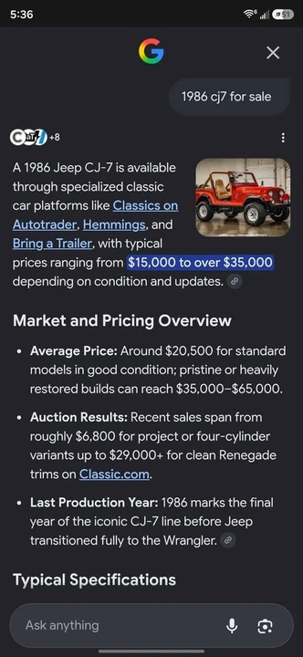 1986 Jeep CJ7 - Image 8 of 9