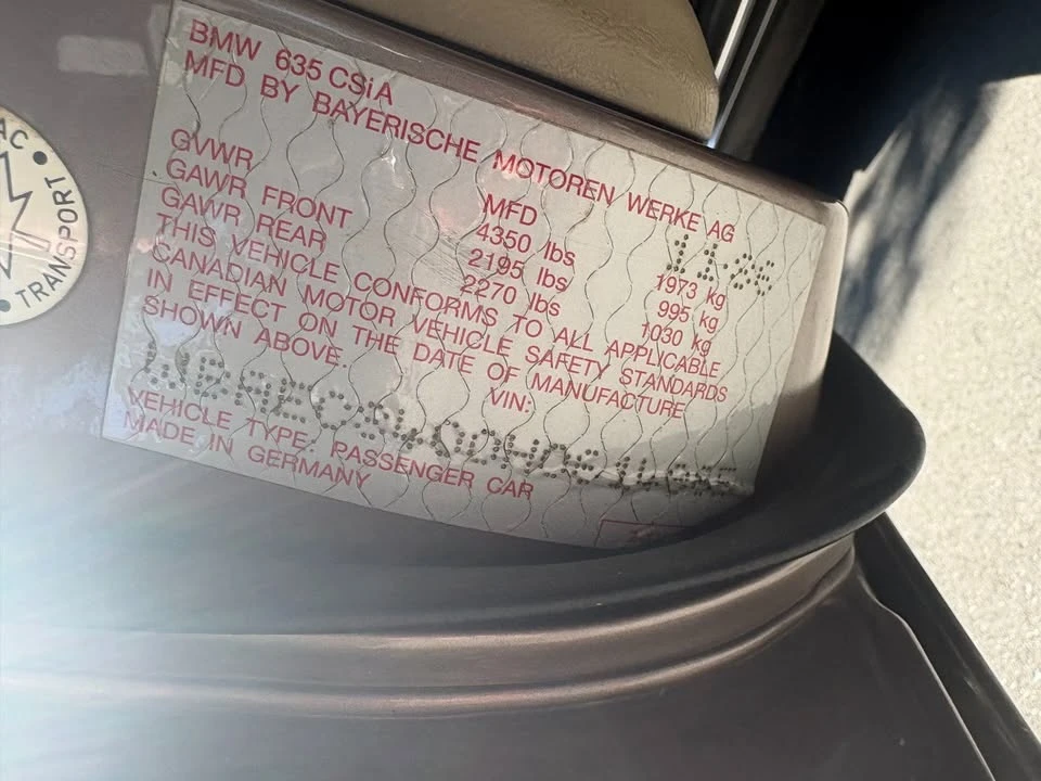 1987 BMW E24 6 Series - Image 14 of 19