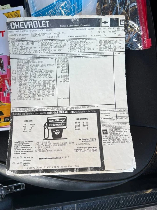 1987 Chevrolet Camaro 3rd Gen - Image 23 of 23