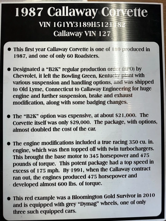 1987 Chevrolet Corvette Callaway - Image 13 of 15