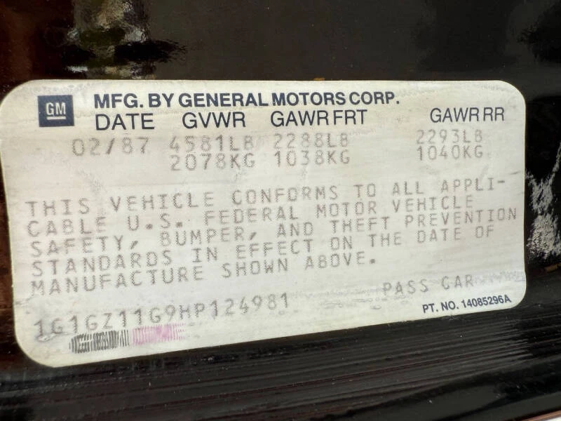 1987 Chevrolet Monte Carlo 4th Gen - Image 24 of 31