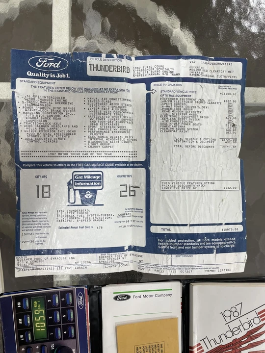 1987 Ford Thunderbird 9th Gen - Image 16 of 16