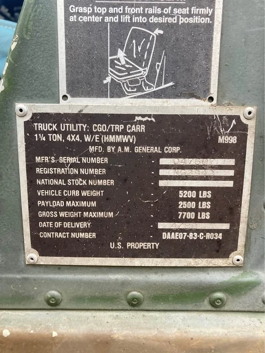 1987 Hummer HMMWV - Image 3 of 6