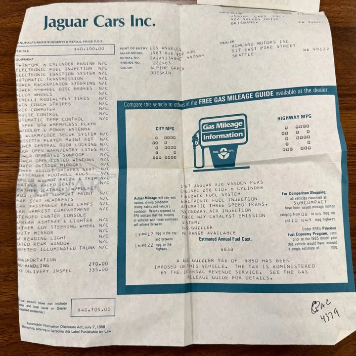 1987 Jaguar XJ Series 3 - Image 18 of 19