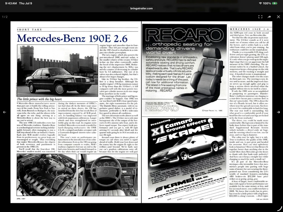 1987 Mercedes-Benz 190E - Image 12 of 24
