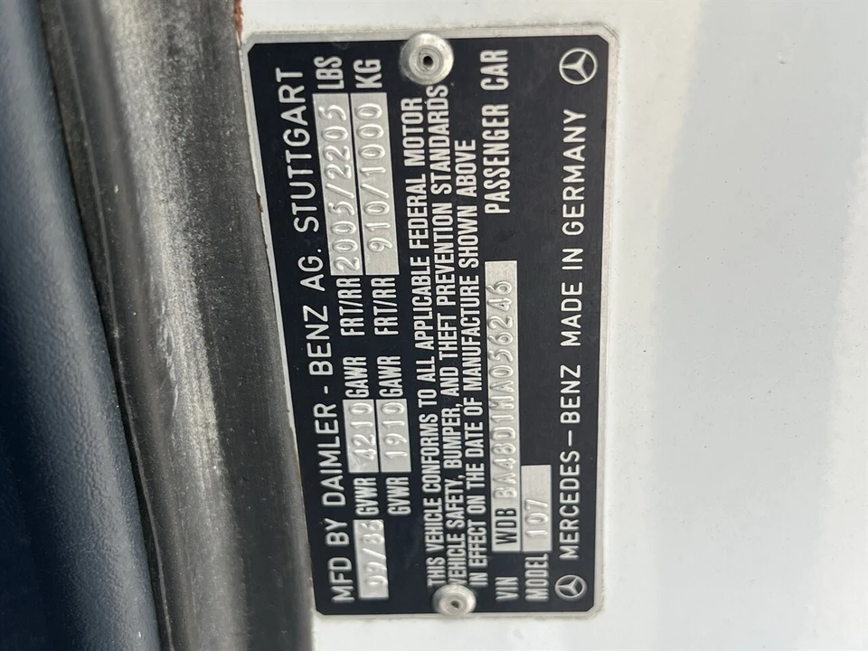 1987 Mercedes-Benz R107 SL-Class - Image 17 of 24