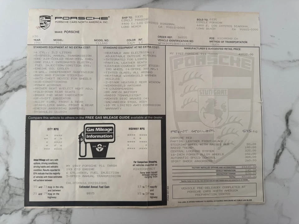 1987 Porsche 911 Carrera 3.2 - Image 15 of 16