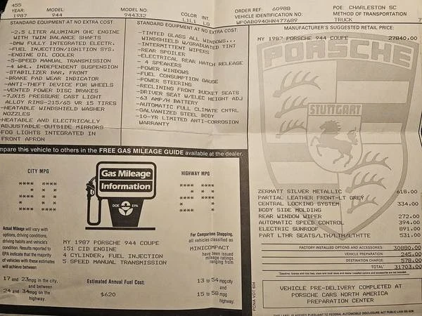 1987 Porsche 944 - Image 2 of 18