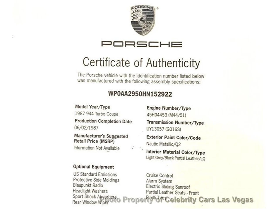 1987 Porsche 944 S - Image 13 of 31