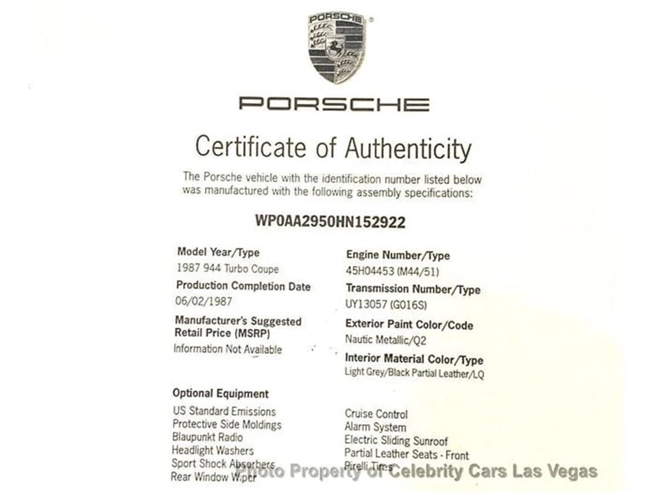 1987 Porsche 944 S - Image 13 of 31