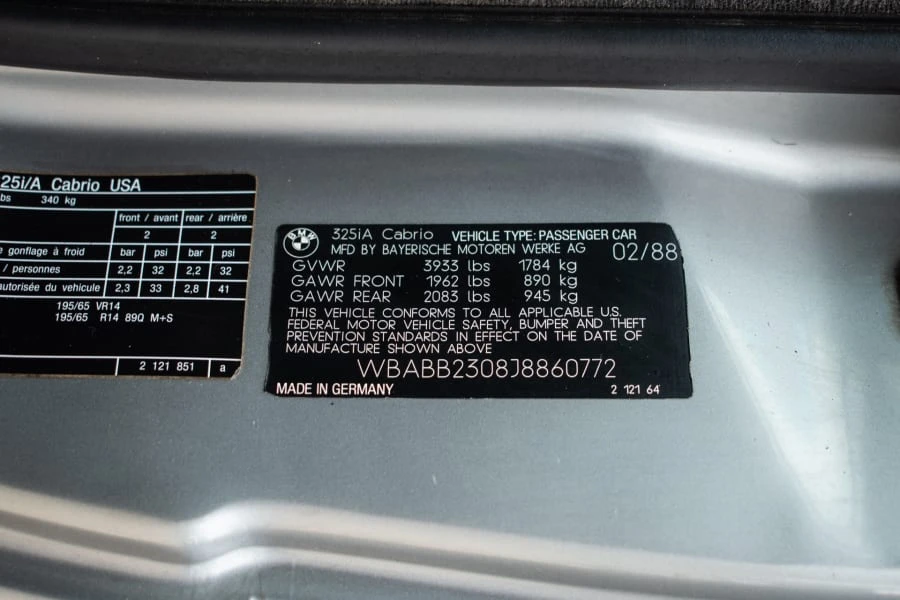 1988 BMW E30 3 Series - Image 18 of 27