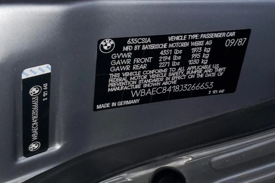 1988 BMW E24 6 Series - Image 31 of 31