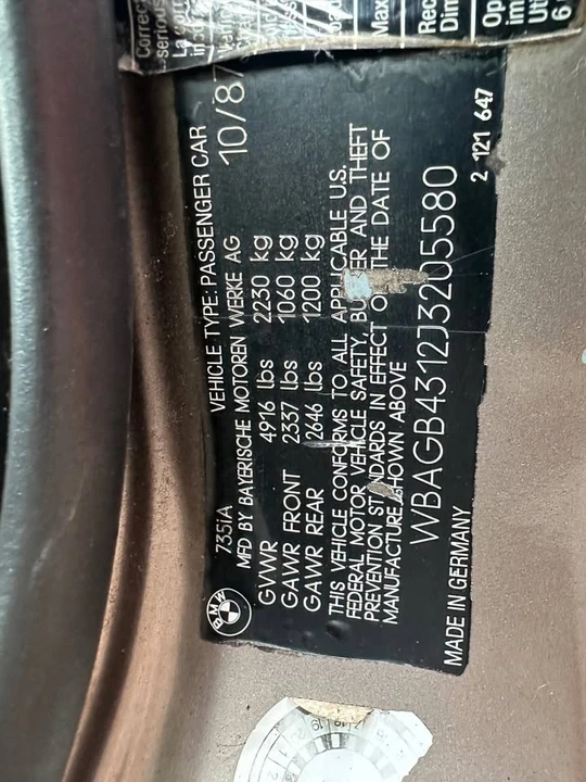 1988 BMW E32 7 Series - Image 15 of 18