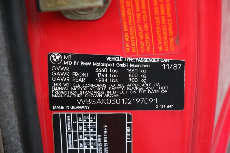 1988 BMW E30 M3 - Image 20 of 20