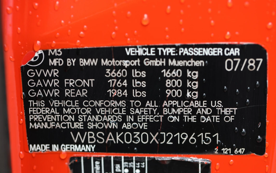 1988 BMW E30 M3 - Image 28 of 28