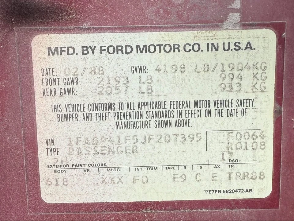1988 Ford Mustang 3rd Gen - Image 15 of 19