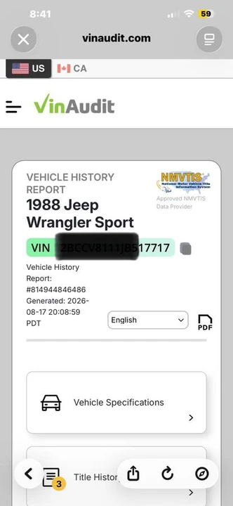 1988 Jeep YJ Wrangler - Image 11 of 15