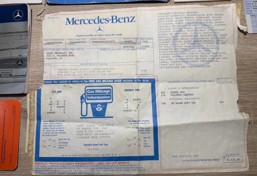 1988 Mercedes-Benz SL-Class - Image 18 of 18