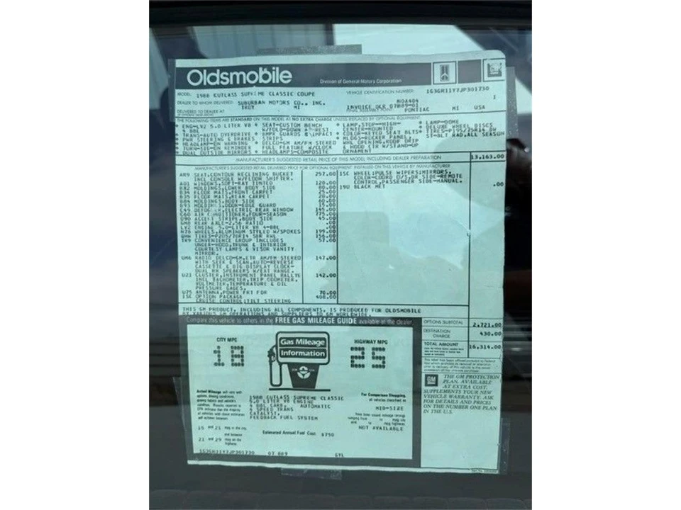 1988 Oldsmobile Cutlass 5th Gen - Image 19 of 23