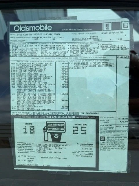 1988 Oldsmobile Cutlass Supreme - Image 19 of 23