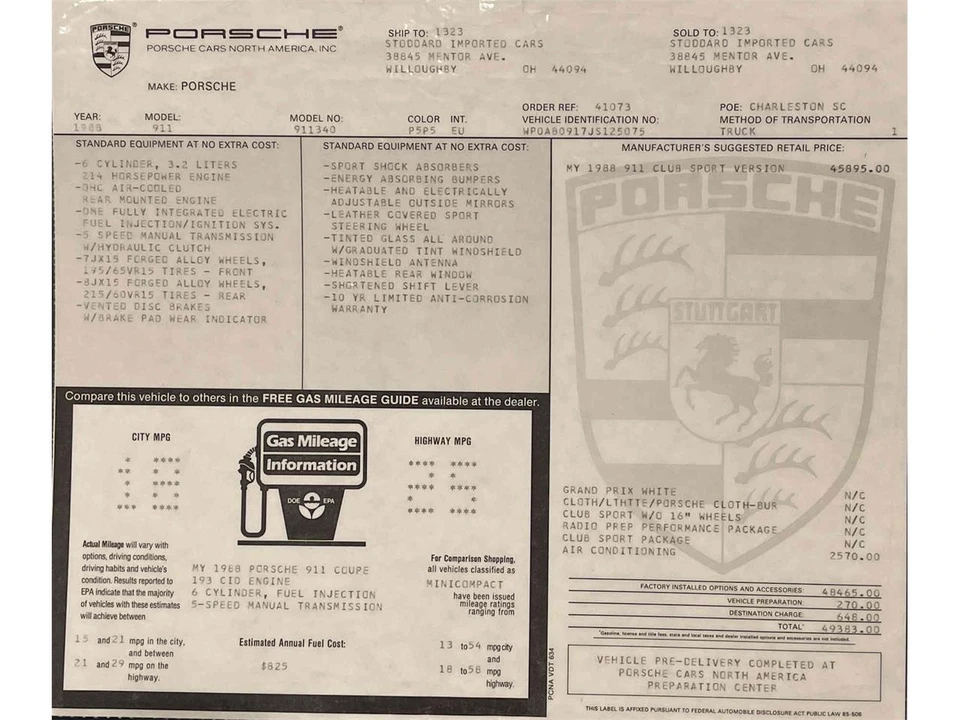 1988 Porsche 911 Carrera 3.2 - Image 2 of 3