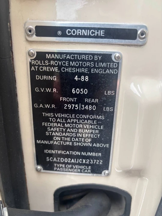 1988 Rolls-Royce Corniche Series II - Image 19 of 20