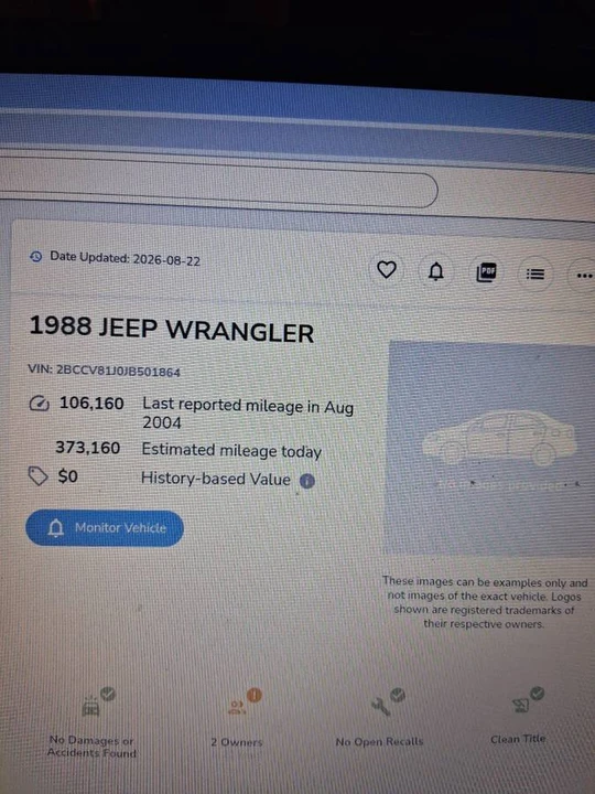 1988 Jeep YJ Wrangler - Image 6 of 7