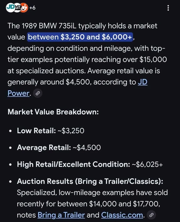 1989 BMW E32 7 Series - Image 18 of 18