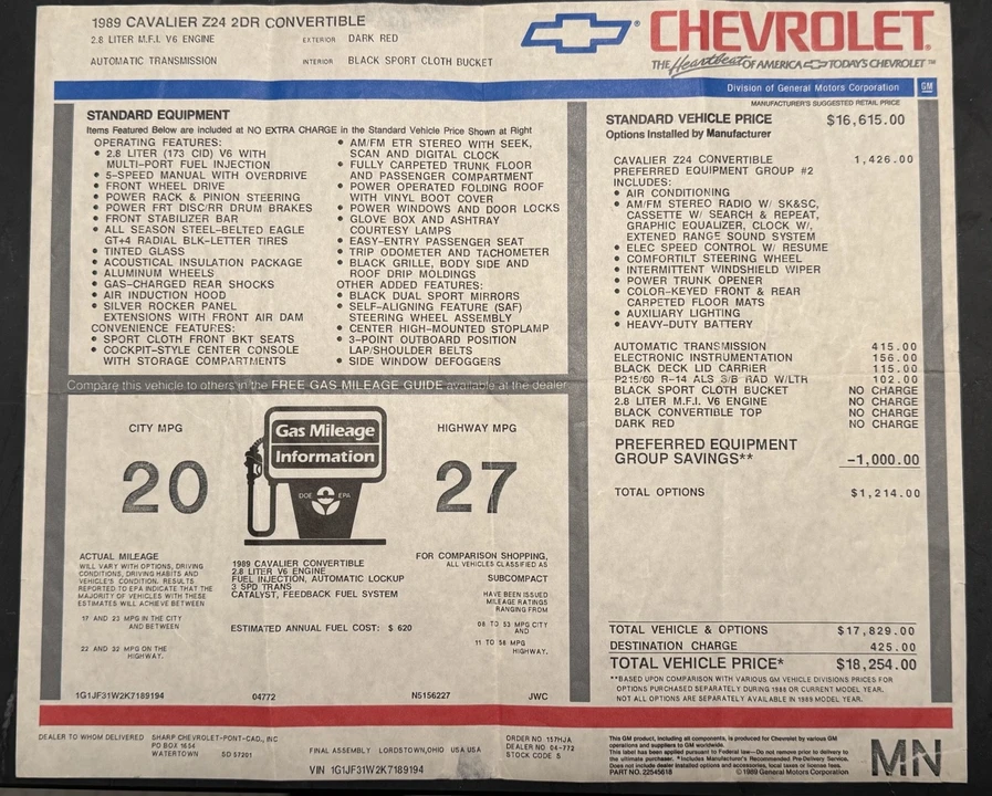 1989 Chevrolet Cavalier - Image 21 of 21