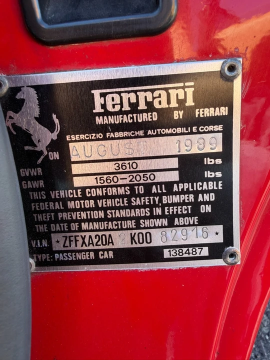 1989 Ferrari 328 - Image 18 of 21