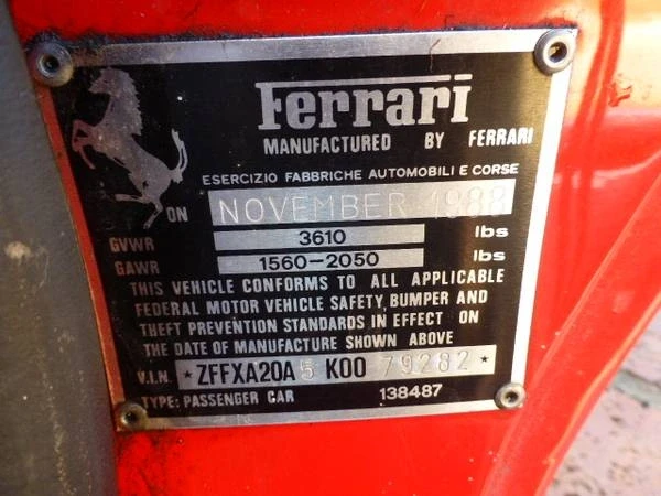 1989 Ferrari 328 GTS - Image 7 of 15