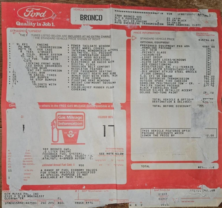 1989 Ford Bronco 4th Gen - Image 21 of 21