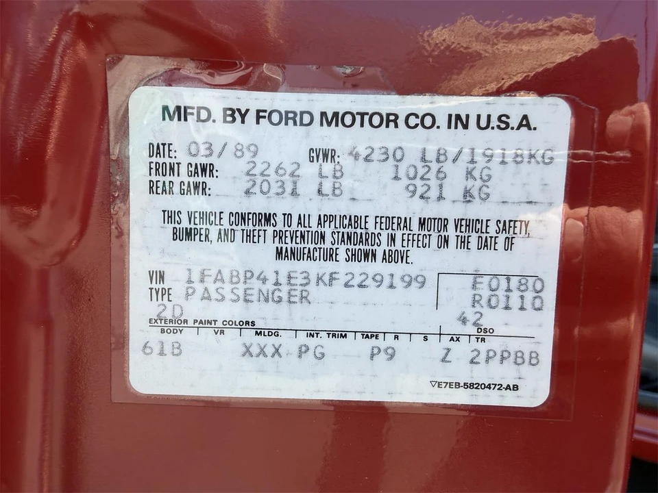 1989 Ford Mustang 3rd Gen - Image 21 of 31
