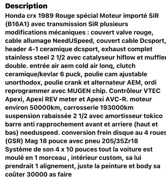 1989 Honda CR-X 2nd Gen - Image 7 of 8