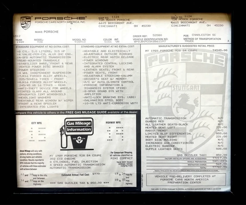 1989 Porsche 928 - Image 18 of 20