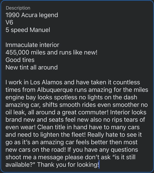 1990 Acura Legend 1st Gen - Image 2 of 11