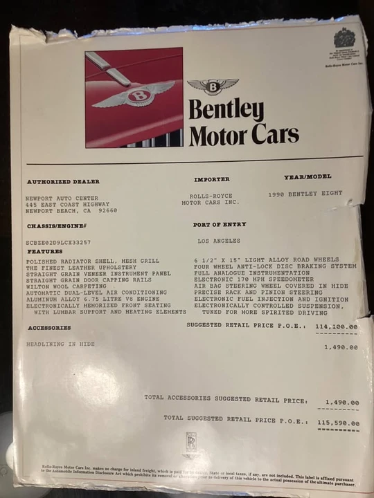 1990 Bentley - Image 10 of 10