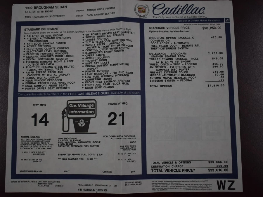 1990 Cadillac Brougham - Image 14 of 20