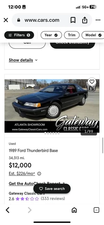 1990 Ford Thunderbird 9th Gen - Image 11 of 12